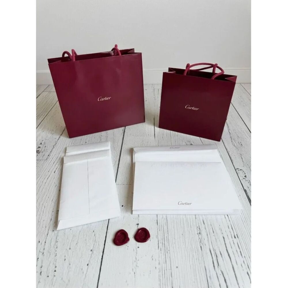 Cartier - 2 Red Shopping Bags & stationary